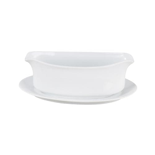 HIC Kitchen Gravy Boat with Attached Saucer, 18 oz