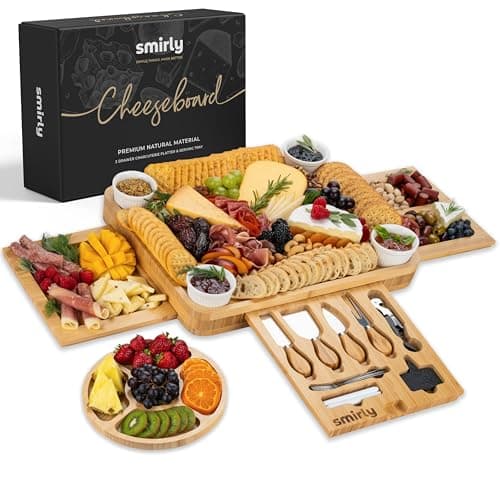 SMIRLY Bamboo Charcuterie Board and Knife Set