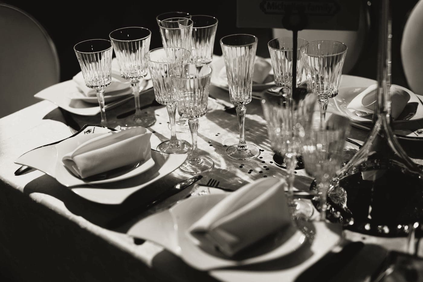 An elegant wedding table place setting