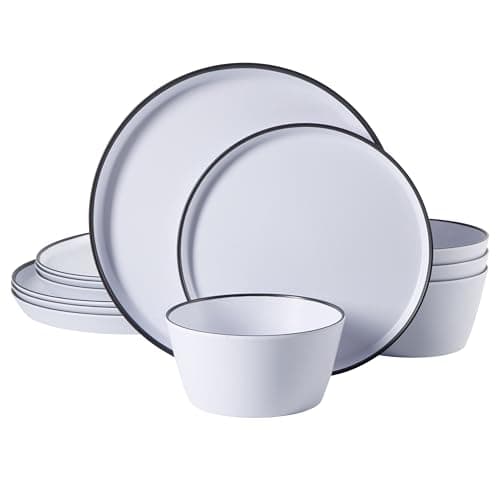 Gibson Home Folsom Shores 12-Piece Melamine Dinnerware Set