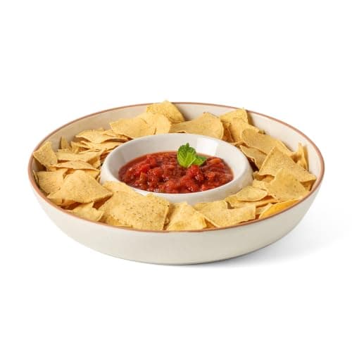 FUN ELEMENTS 12-Inch Ceramic Chips and Dip Serving Tray