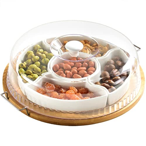 yarlung 11-Inch Divided Serving Dish with Clear Lid
