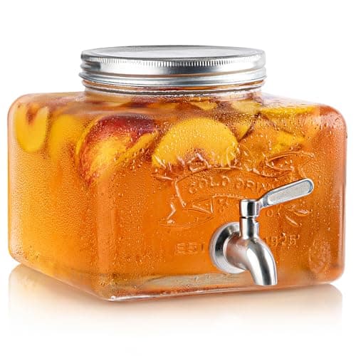 MosJos 1-Gallon Glass Drink Dispenser for the Fridge