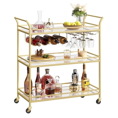 VASAGLE Gold Mirrored Bar Cart