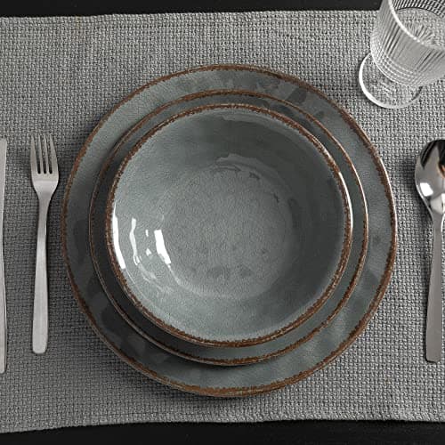 LEHAHA Farmhouse 12-Piece Melamine Dinnerware Set